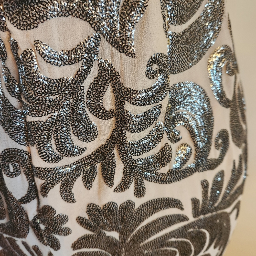 Adrianna Papell Silver Grey Sequin Cocktail Dress Size 4 - Picture 5 of 7